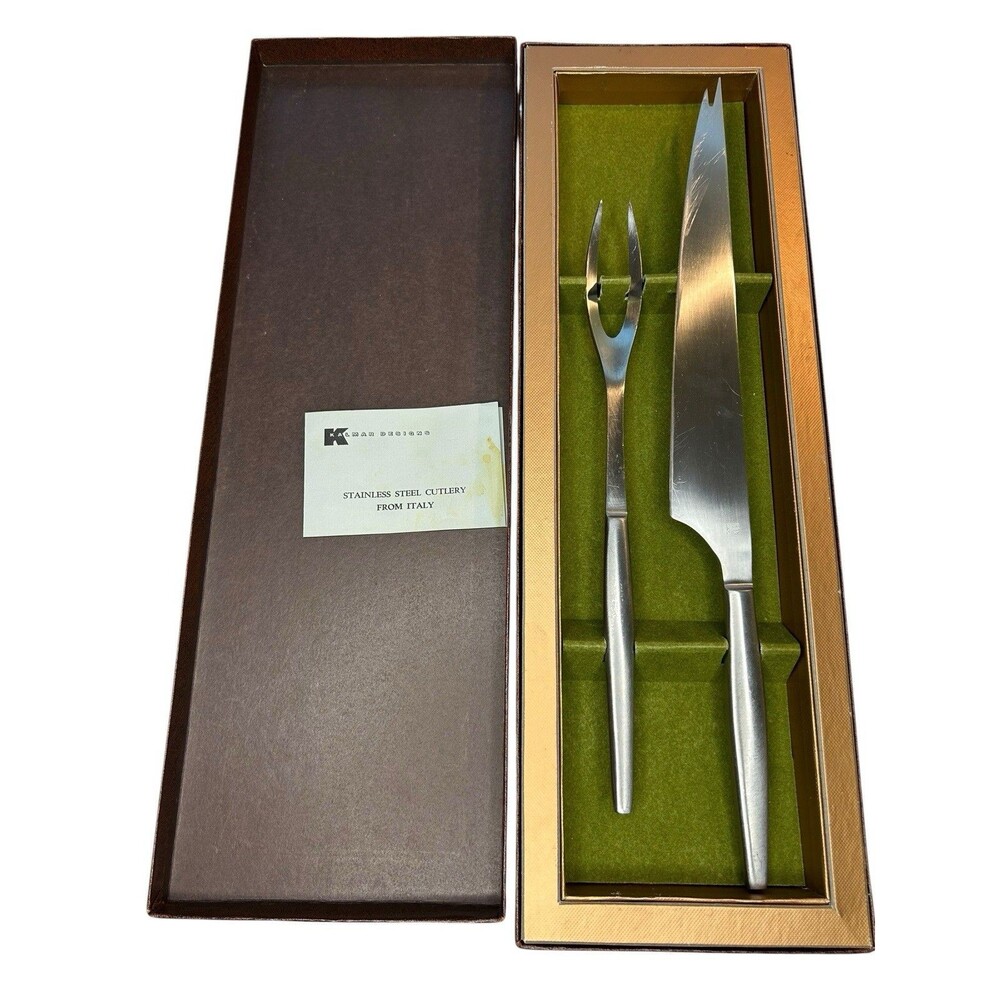 Vintage Kalmar Designs Stainless Steel 2-Piece Carving Set Italy 16" Knife